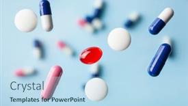  Presentation with tablet capsule - Amazing theme having flying-pill-tablet-capsule-levitation backdrop and a light blue colored foreground