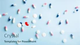  Presentation with tablet capsule - Slide set with flying-pill-tablet-capsule-levitation background and a sky blue colored foreground