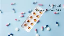  Presentation with tablet capsule - Cool new slides with flying-pill-tablet-capsule-levitation backdrop and a light blue colored foreground