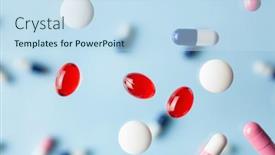  Presentation with tablet capsule - Amazing PPT layouts having flying-pill-tablet-capsule-levitation backdrop and a sky blue colored foreground