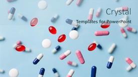  Presentation with tablet capsule - Slide deck consisting of flying-pill-tablet-capsule-levitation background and a light blue colored foreground