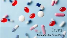  Presentation with tablet capsule - Slides with flying-pill-tablet-capsule-levitation background and a light blue colored foreground
