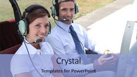  Presentation with cockpit - Amazing theme having flying plane - man and woman backdrop and a  colored foreground