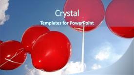  Presentation with red blue - PPT theme featuring flying red balloons background and a ocean colored foreground