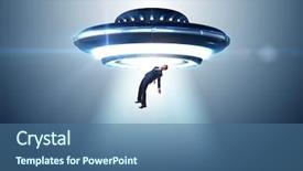  Presentation with flying - Cool new theme with recruitment industry - flying saucer abducting young businessman backdrop and a  colored foreground