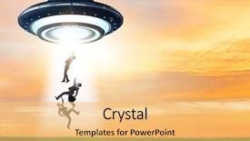  Presentation with flying doves temp plate - PPT layouts having recruitment industry - flying saucer abducting young businessman background and a  colored foreground