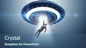  Presentation with halloween flying bats note - Beautiful presentation theme featuring recruitment industry - flying saucer abducting young businessman backdrop and a  colored foreground