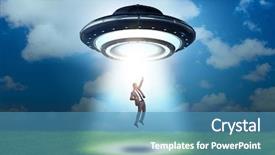  Presentation with halloween flying bats note - Slide set having recruitment industry - flying saucer abducting young businessman background and a teal colored foreground