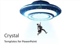  Presentation with flying angels - Beautiful slides featuring recruitment industry - flying saucer abducting young businessman backdrop and a white colored foreground