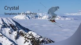  Presentation with pregnancy sport nutrition - Presentation design having flying skier on mountains extreme background and a light blue colored foreground