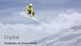  Presentation with ski - Slides featuring flying-skier-on-mountains-extreme background and a  colored foreground