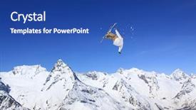  Presentation with extreme - Beautiful PPT layouts featuring flying skier on mountains extreme backdrop and a ocean colored foreground