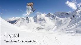  Presentation with extreme - Audience pleasing presentation design consisting of flying-skier-on-mountains-winter backdrop and a white colored foreground