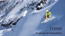  Presentation with extreme - Colorful slide set enhanced with flying skier on mountains winter extreme sport backdrop and a teal colored foreground