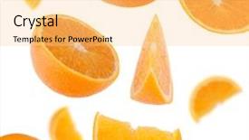  Presentation with orange fruit - Colorful theme enhanced with flying sliced orange fruit segments backdrop and a yellow colored foreground