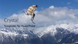  Presentation with extreme - Presentation design featuring flying-snowboarder-on-mountains-extreme background and a light blue colored foreground