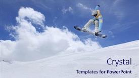  Presentation with extreme - Amazing slides having flying snowboarder on mountains extreme sport backdrop and a sky blue colored foreground