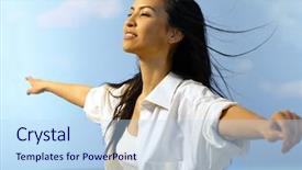  Presentation with asian - PPT theme with flying with arms wide open background and a light blue colored foreground