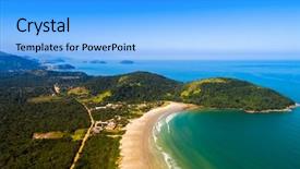  Presentation with aerial view of cape town - Amazing theme having flyover - aerial view of sao sebastiao backdrop and a light blue colored foreground