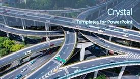  Presentation with flyover - Cool new PPT theme with flyover - busy traffic on road junction backdrop and a ocean colored foreground