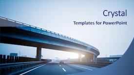  Presentation with driving - PPT layouts consisting of flyover - car driving on the highway background and a sky blue colored foreground