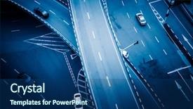  Presentation with traffic congestion at intersection - Beautiful PPT theme featuring flyover - detail of traffic on chongqing backdrop and a ocean colored foreground
