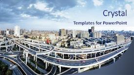  Presentation with skyline - Beautiful presentation design featuring flyover - elevated overpass and skyline backdrop and a light blue colored foreground