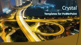  Presentation with night city - Audience pleasing slide deck consisting of flyover - highway at night in modern backdrop and a ocean colored foreground