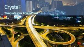  Presentation with city night - PPT theme with flyover - highway in city at night background and a ocean colored foreground