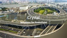  Presentation with flyover - Slide set with flyover - skyline and road intersection background and a  colored foreground