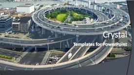  Presentation with flyover - Amazing presentation design having flyover - skyline and road intersection backdrop and a  colored foreground