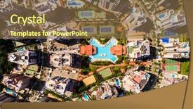  Presentation with tall buildings - Audience pleasing slides consisting of flyover - top view of many modern backdrop and a tawny brown colored foreground