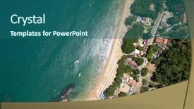  Presentation with top view of candles - Beautiful PPT theme featuring flyover - top view of praia do backdrop and a ocean colored foreground