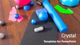  Presentation with christmas balls disco ball - PPT layouts featuring foam - aerobic pilates stuff like mat background and a dark gray colored foreground