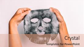  Presentation with beauty product - Slides consisting of foam - bubble mask woman doing facial background and a coral colored foreground