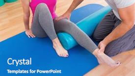  Presentation with exercise trainer - Audience pleasing slide deck consisting of foam - trainer working with woman backdrop and a teal colored foreground