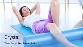  Presentation with exercise trainer - Beautiful PPT layouts featuring foam - trainer working with woman backdrop and a light blue colored foreground