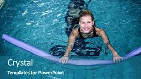  Presentation with swimming pool - Audience pleasing presentation consisting of foam roller in swimming pool backdrop and a ocean colored foreground