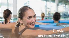  Presentation with aerobics - Beautiful presentation theme featuring foam rollers in swimming pool backdrop and a coral colored foreground