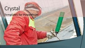  Presentation with window frame - Theme featuring foaming foaming - construction builder works with polyurethane background and a coral colored foreground