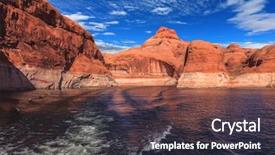  Presentation with powell river - Audience pleasing PPT theme consisting of foamy trace from powerboat crosses emerald waters hills from red sandstone surround the lake the lake powell on river colorado backdrop and a dark gray colored foreground