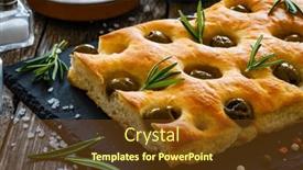  Presentation with olive green - Theme featuring focaccia-alle-olive-baked-sandwich background and a tawny brown colored foreground