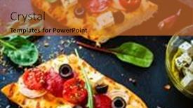  Presentation with mozzarella cheese - Amazing PPT theme having focaccia-roasted-mozzarella-sandwiches backdrop and a red colored foreground