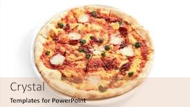  Presentation with italian cuisine - PPT layouts enhanced with focaccia with sun dried tomatoes and mozzarella closeup traditional italian cuisine restaurant menu item delicious fastfood isolated on white background unhealthy lunch fat food close up background and a coral colored foreground