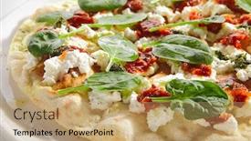  Presentation with olive - PPT theme with focaccia-with-sun-dried-tomatoes background and a coral colored foreground