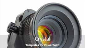  Presentation with art close up of professional - PPT theme enhanced with focus camera - professional photo lens closeup background and a dark gray colored foreground