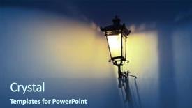  Presentation with street lamps - Slide set featuring focus decorative street lamps shadow background and a ocean colored foreground