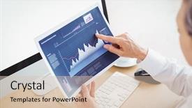  Presentation with computer vision and image processing - Presentation enhanced with focus high growth - cropped image of businesswoman pointing background and a  colored foreground