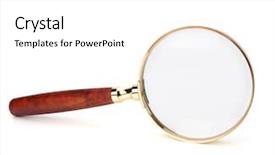  Presentation with waiter hand in white glove - Colorful presentation theme enhanced with focus magnfying glass - hand magnifier isolated on white backdrop and a white colored foreground