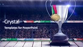  Presentation with trophy - Audience pleasing presentation theme consisting of rugby fans arena - focus on a trophy backdrop and a navy blue colored foreground